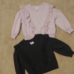 Kids Ruffle Sweatshirts - Pink and Black
